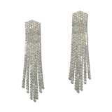 Rhinestone Waterfall Fringe Drop Earrings – Silver/Clear · FE2015-SCRY_IJ _DSC8349