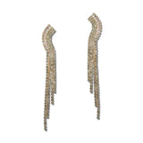 Rhinestone Fringe Curved Drop Earrings – Gold/Clear · FE2012-GCRY_IJ _DSC8351