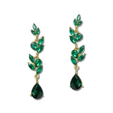Vine Leaf Crystal Teardrop Earrings – Gold/Emerald Green · FE1365-GEME_IJ _DSC8354