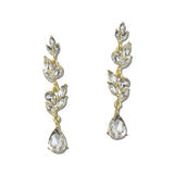 Vine Leaf Crystal Teardrop Earrings – Gold/Clear · FE1365-GCRY_IJ _DSC8358