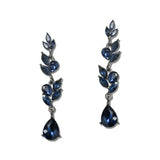 Vine Leaf Crystal Teardrop Earrings – Hematite/Montana Blue · FE1365-BKMON_IJ _DSC8360