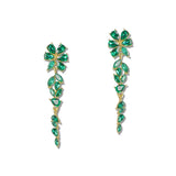 Crystal Floral Vine Linear Drop Earrings – Gold/Emerald Green · FE1965-GEME _DSC8391