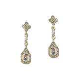 Emerald Cut Crystal Halo Linear Drop Earrings – Gold/Clear · FE1922-GCRY_IJ _DSC8395