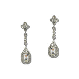 Emerald Cut Crystal Halo Linear Drop Earrings – Silver/Clear · FE1922-SCRY_IJ _DSC8396