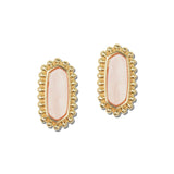 Elongated Hexagon Resin Stud Earrings – Gold/Pink · VER2121PK_VOP _DSC8408