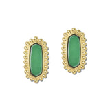 Elongated Hexagon Resin Stud Earrings – Gold/Emerald Green · VER2121EM_VOP _DSC8409