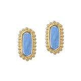 Elongated Hexagon Resin Stud Earrings – Gold/Blue · VER2121BL_VOP _DSC8410