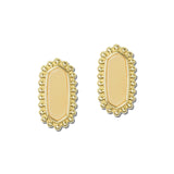 Elongated Hexagon Resin Stud Earrings – Gold/Peach · VER2121PE_VOP _DSC8412