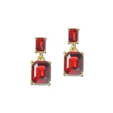 Emerald Cut Rhinestone Drop Earrings – Gold/Red · VER6242GDSM_VOP _DSC8413