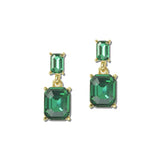 Emerald Cut Rhinestone Drop Earrings – Gold/Emerald Green · VER6242GDEM_VOP _DSC8417