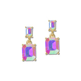Emerald Cut Rhinestone Drop Earrings – Gold/AB · VER6242GDAB_VOP _DSC8418