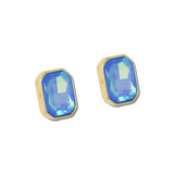 Emerald Cut Rhinestone Stud Earrings – Gold/Blue · VER6928GDDBL_VOP _DSC8420