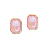 Emerald Cut Rhinestone Stud Earrings – Gold/Pink · VER6928PNK_VOP _DSC8421