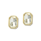 Emerald Cut Rhinestone Stud Earrings – Gold/Clear · VER6928GDCR_VOP _DSC8422