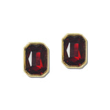 Emerald Cut Rhinestone Stud Earrings – Gold/Red · VER6928GDSM_VOP _DSC8423