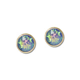 Round Bezel Set Faceted Crystal Stud Earrings – Gold/Dk.Blue · VER6865GDDBU _DSC8426