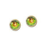Round Bezel Set Faceted Crystal Stud Earrings – Gold/Volcano · VER6865GDDMU _DSC8428