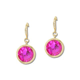 Round Faceted Crystal Drop Earrings – Gold/Fuchsia · VER6866FU_VOP _DSC8432