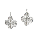 Textured Four Leaf Clover Dangle Earrings – Silver · EW20257SV_WT _DSC8448