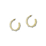 Pearl Station Gold Hoop Earrings – Gold/Cream · EW73095CRM_WT _DSC8465