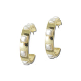 Pearl Station Gold Hoop Earrings – Gold/Cream · EW73095CRM_WT _DSC8471