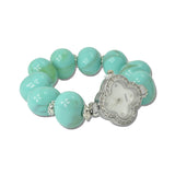 Clover Watch Bead Stretch Bracelet – Gold/Turquoise · BW40598TQ_WT _DSC8475
