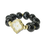 Clover Watch Bead Stretch Bracelet – Gold/Black · BW40598JET_WT _DSC8480