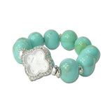 Clover Watch Bead Stretch Bracelet – Gold/Turquoise · BW40598TQ_WT _DSC8481