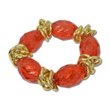 Faceted Barrel Bead Stretch Bracelet – Gold/Red · JB11687GRD_JK _DSC8502