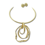 Nested Oval Pendant Choker Necklace Set – Gold · JN11563GP_JK _DSC8535