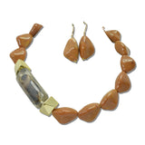 Geometric Acrylic Pebble Bead Necklace Set – Gold/Leopard · JN11584GLE_JK _DSC8538