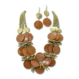 Marbled Resin Disc Layered Necklace Set – Worn Gold/Brown · JN11580GBR_JK _DSC8551
