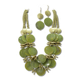 Marbled Resin Disc Layered Necklace Set – Worn Gold/Olive Green · JN11580GOV_JK _DSC8553