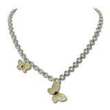 14K Gold Plated Pave CZ Butterfly Chain Necklace – Two Tone/Clear · 2291_MX _DSC8572