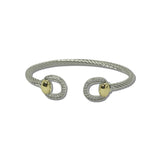 14K Gold Plated Two Tone Pave Oval Cable Cuff Bracelet – Two Tone/Clear · 2207B_MX _DSC8581