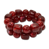 2 Piece Chunky Resin Cube Round Bead Bracelet Set – Burgundy · MBR5788BUR_PK _DSC8617
