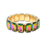 Emerald Cut Rhinestone Stretch Bracelet – Gold/Volcano · MBR5793GDVOL_PK _DSC8649