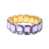 Emerald Cut Rhinestone Stretch Bracelet – Gold/Lavender · MBR5793GDLAV_PK _DSC8650