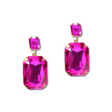 Rectangle Rhinestone Drop Earrings – Gold/Fuchsia · MER5639GDFU_PK _DSC8662