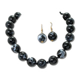 Marbled Round Bead Necklace Set – Gold/Black · MNE8829BK_PK _DSC8675
