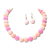Iridescent Acrylic Bead Necklace Set – Gold/Pink Multi · MNE8828LPKMU_PK _DSC8679