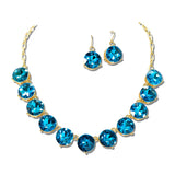 Faceted Round Rhinestone Necklace Set – Gold/Blue · LNE1176GDBL_PK _DSC8693