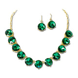 Faceted Round Rhinestone Necklace Set – Gold/Green · LNE1176GDGR_PK _DSC8694