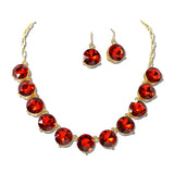 Faceted Round Rhinestone Necklace Set – Gold/Red · LNE1176GDRE_PK _DSC8696