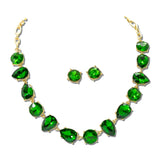Pear Round Rhinestone Evening Necklace – Gold/Green · KNE8911GDGR_PK _DSC8698