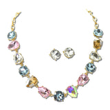 Pear Round Rhinestone Evening Necklace – Gold/Multi · KNE8911GDMU_PK _DSC8699