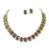 Emerald Cut Rhinestone Collar Necklace Set – Gold/Volcano · MNE8899GDVOL_PK _DSC8706
