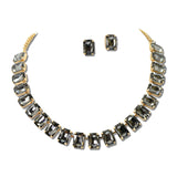 Emerald Cut Rhinestone Collar Necklace Set – Gold/Black Diamond · MNE8899GDBKD_PK _DSC8707
