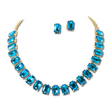 Emerald Cut Rhinestone Collar Necklace Set – Gold/Blue · MNE8899GDBLZ_PK _DSC8708