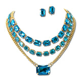 3 Piece Layered Emerald Cut Rhinestone Necklace Set – Gold/Blue · MNE8855GDBLZ_PK _DSC8732